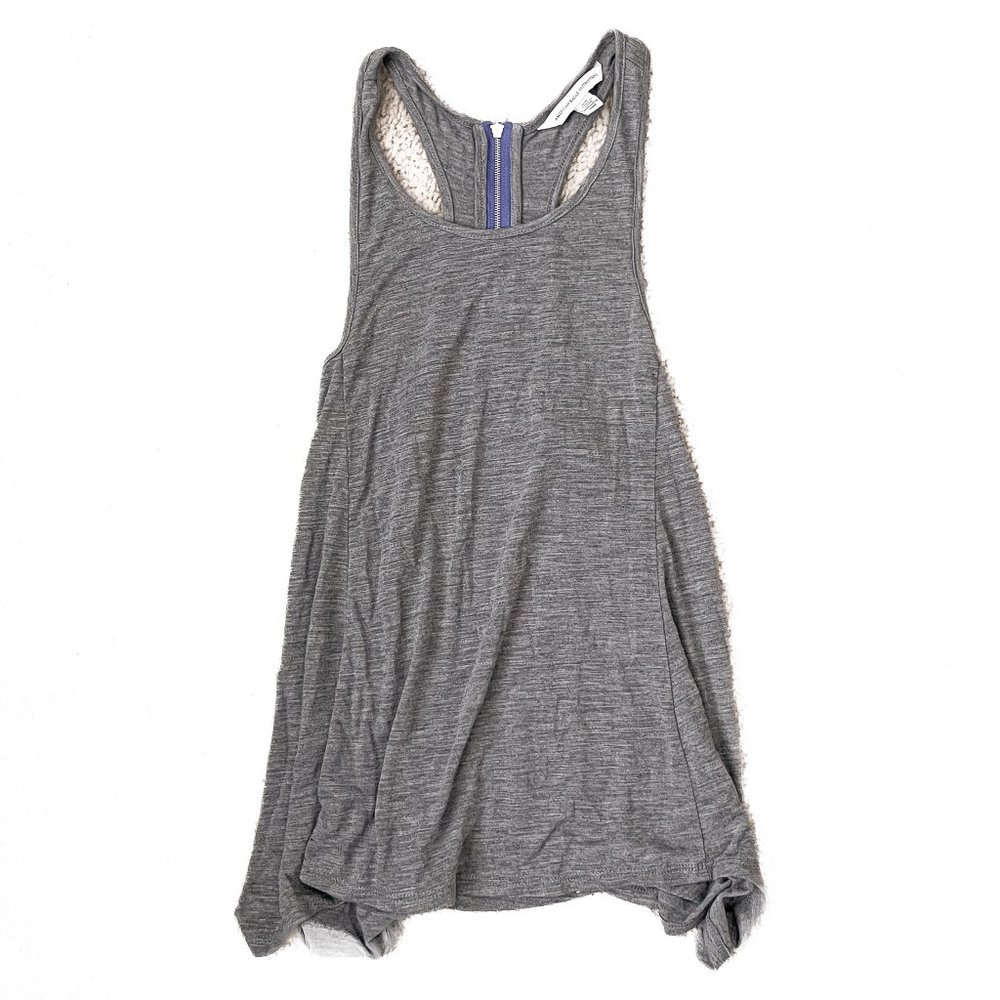 American Eagle - Grey Zip Racerback Tank Top - S